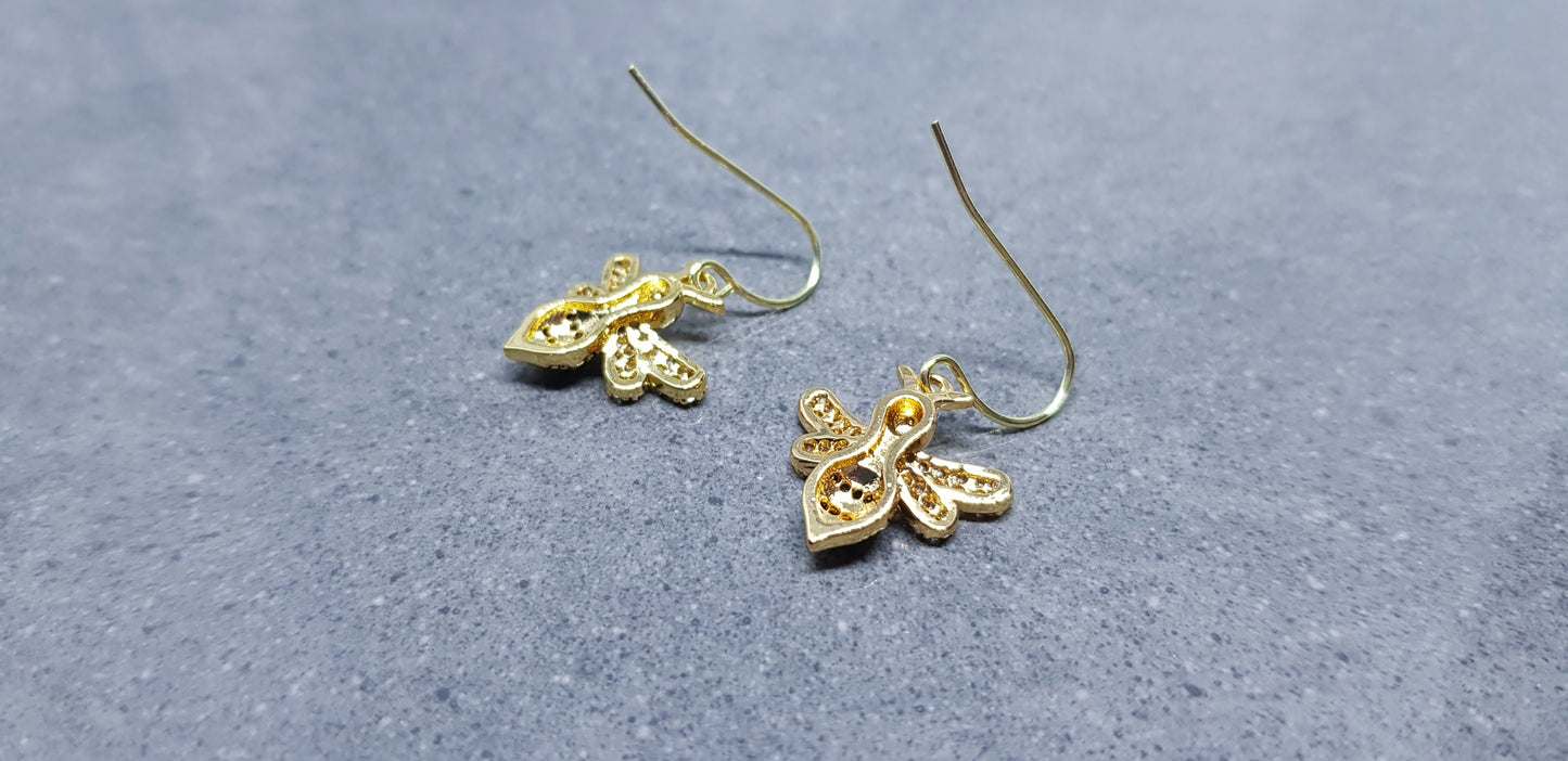 Micro Pave Cubic Zirconia Bee Earrings