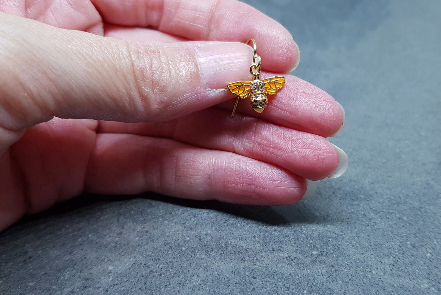 Micro Pave Cubic Zirconia Bee Earrings