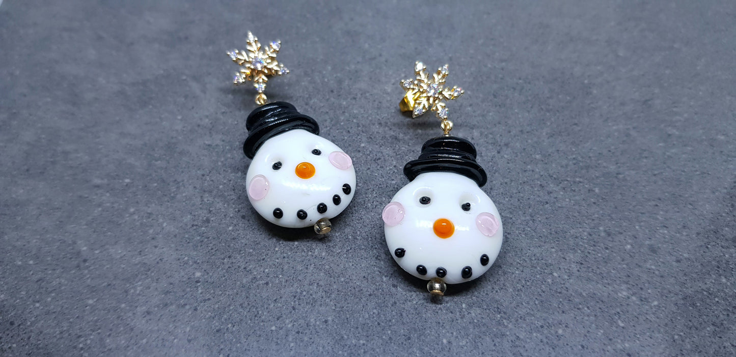 Glass Snowmen Earrings