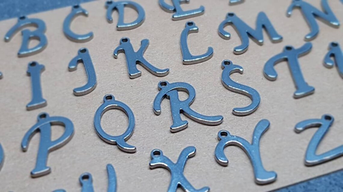 Silver Plated Stainless Steel Letter Charms