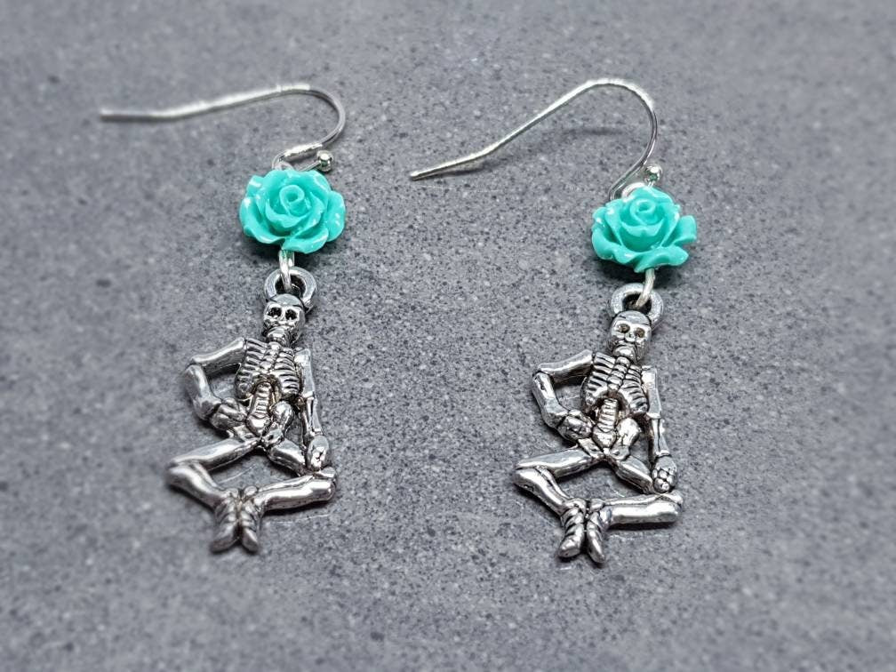 Skeleton Earrings, Hypoallergenic Ear Wires, Sterling Silver Ear Wires, Day of the Dead Themed, Dia De Los Muertos Earrings, Mexican Holiday