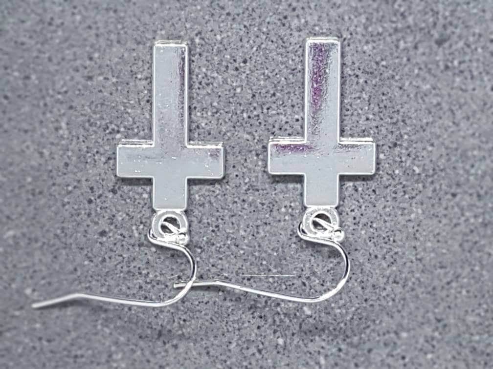 Silver Cross Earrings, Hypoallergenic Ear Wires, Cross Earrings, Cross Jewelry, Gothic Jewellery