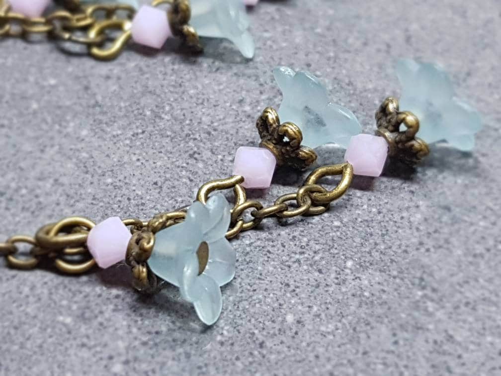 Flower Earrings, Hypoallergenic Ear Wires, Pale Blue Earrings, PRIMERO Crystals® Earrings