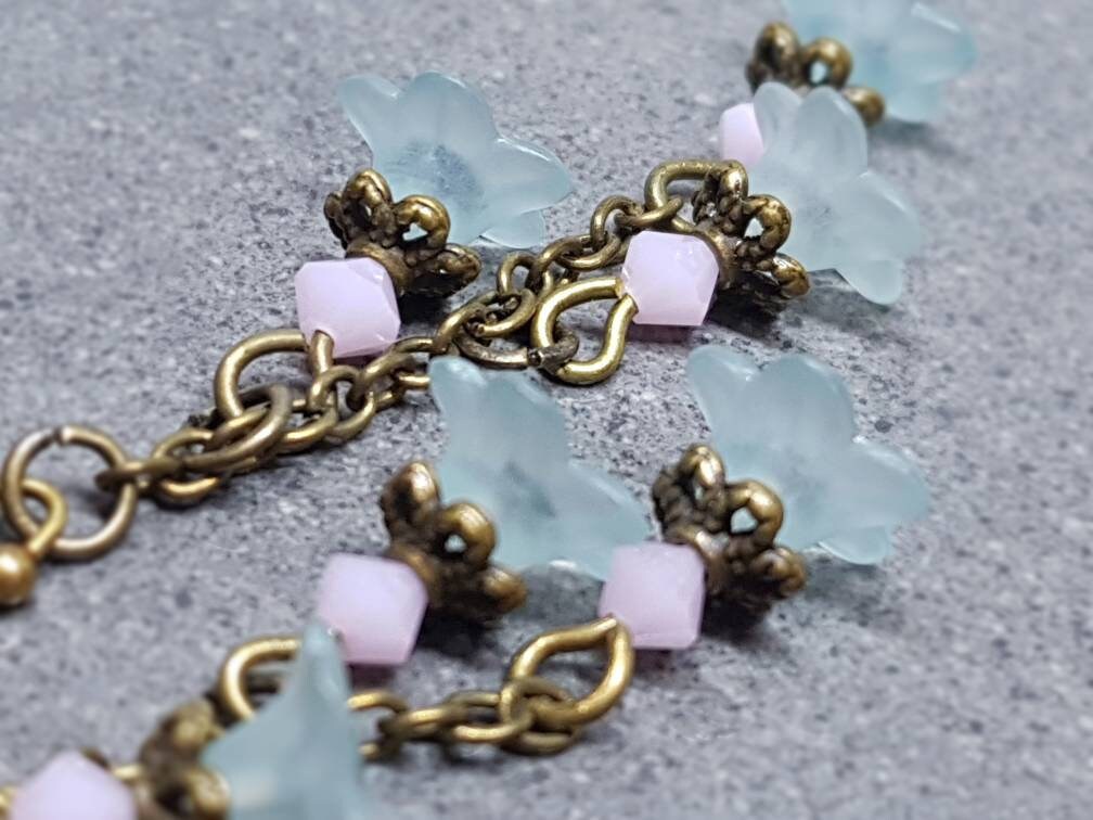Flower Earrings, Hypoallergenic Ear Wires, Pale Blue Earrings, PRIMERO Crystals® Earrings