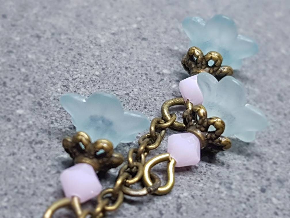 Flower Earrings, Hypoallergenic Ear Wires, Pale Blue Earrings, PRIMERO Crystals® Earrings