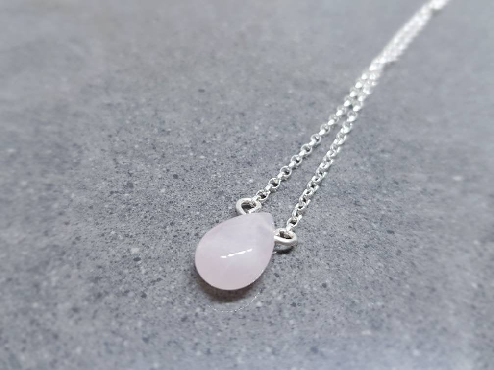 Pink Gemstone Necklace/Choker, Rose Quartz Jewelry, Pink Quartz Love Stone, Silver Plated, 925 Sterling Silver, Rose Quartz Necklace