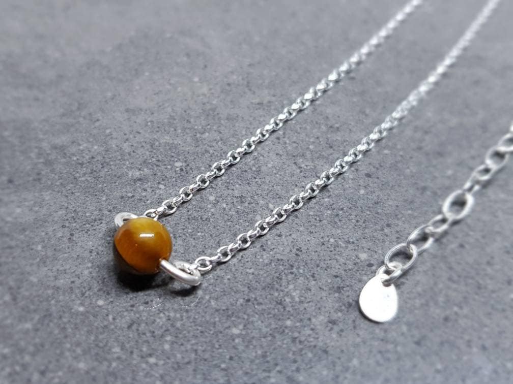Handmade Tigers Eye Gemstone Choker with a choice of chain material