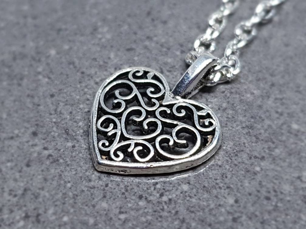 Heart Choker, Minimalistic Choker, Silver Choker, Heart Necklace, Silver Plated