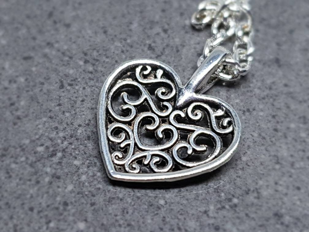 Heart Choker, Minimalistic Choker, Silver Choker, Heart Necklace, Silver Plated