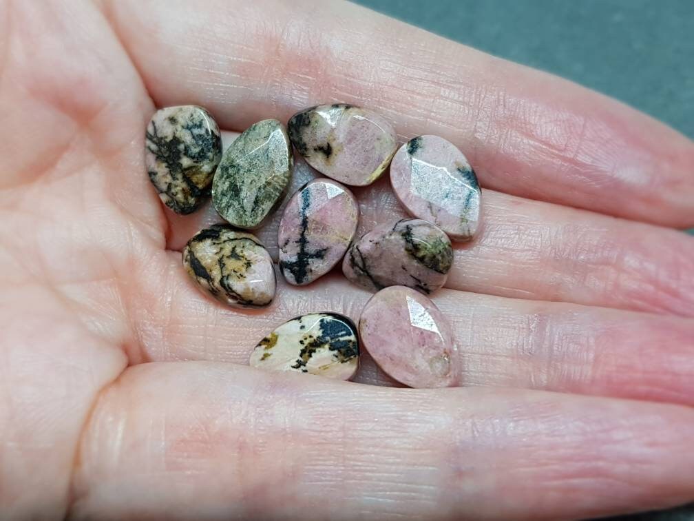Handmade Rhodonite Gemstone Necklace, Rhodonite Jewellery, Gemstone Jewellery, Silver Plated, 925 Sterling Necklace