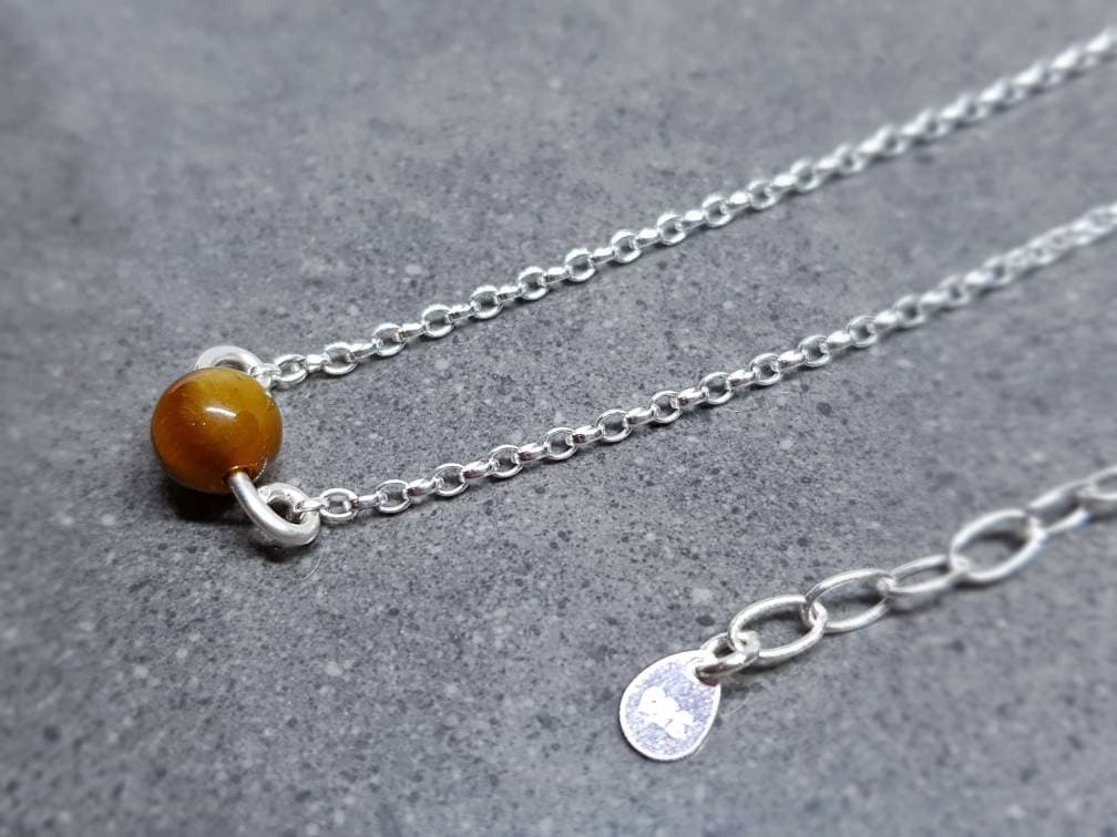 Handmade Tigers Eye Gemstone Choker with a choice of chain material
