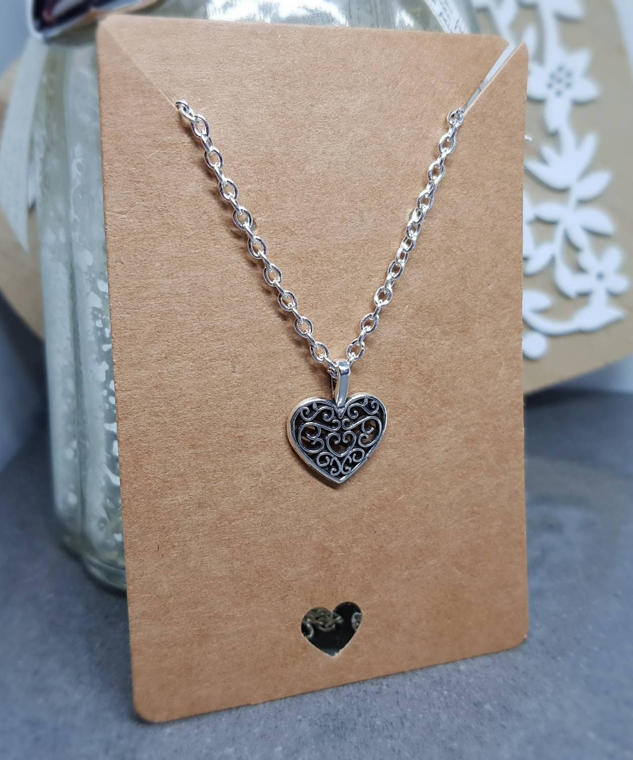 Heart Choker, Minimalistic Choker, Silver Choker, Heart Necklace, Silver Plated