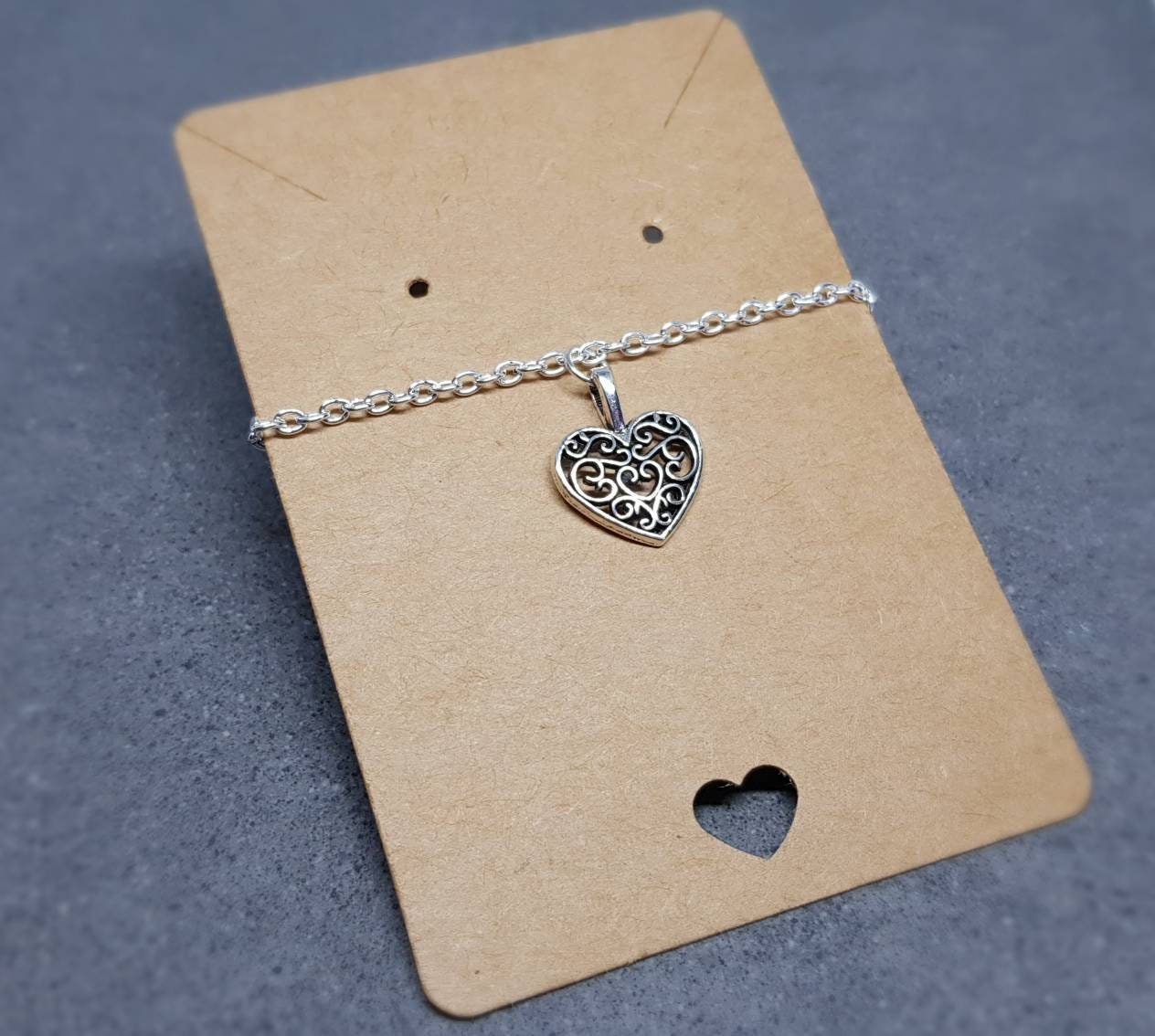 Heart Choker, Minimalistic Choker, Silver Choker, Heart Necklace, Silver Plated