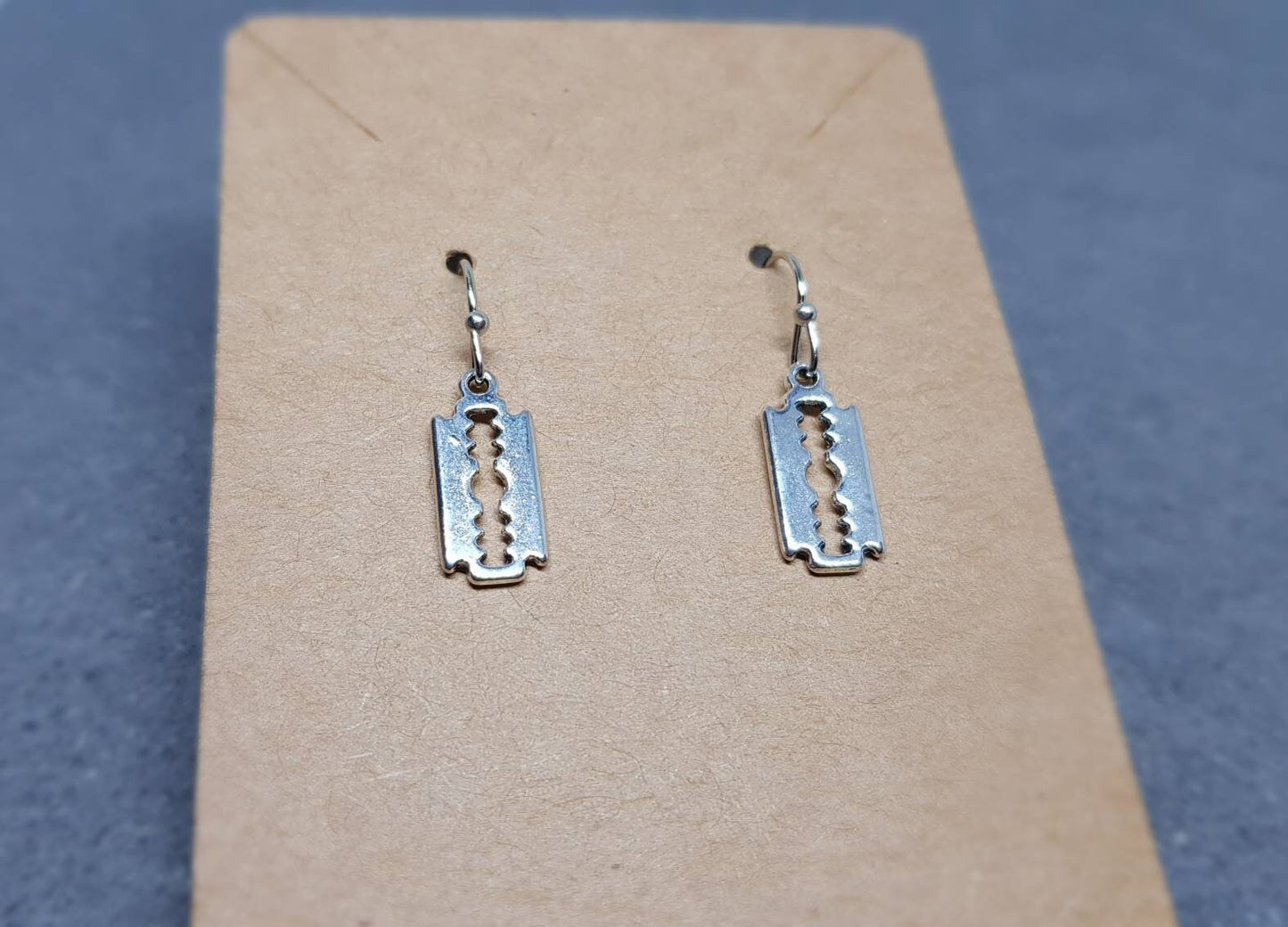 Razor Blade Earrings, Hypoallergenic Ear Wires
