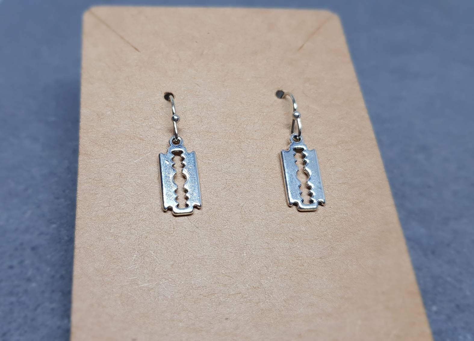 Razor Blade Earrings, Hypoallergenic Ear Wires