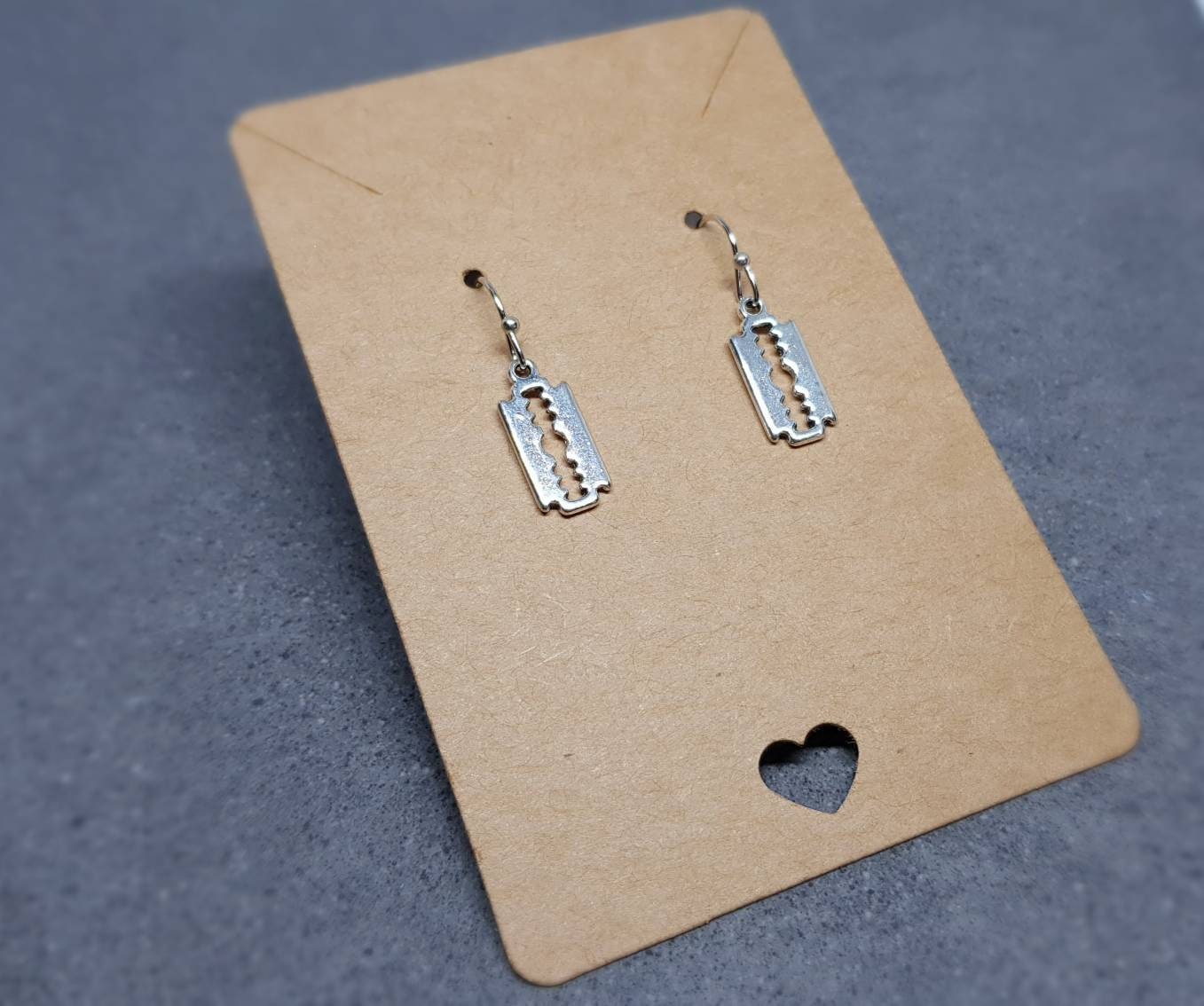 Razor Blade Earrings, Hypoallergenic Ear Wires