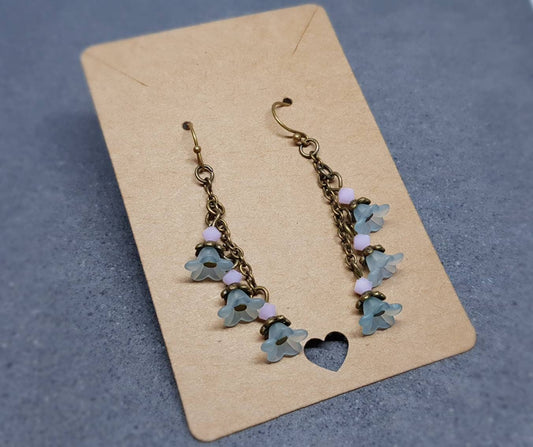 Flower Earrings, Hypoallergenic Ear Wires, Pale Blue Earrings, PRIMERO Crystals® Earrings