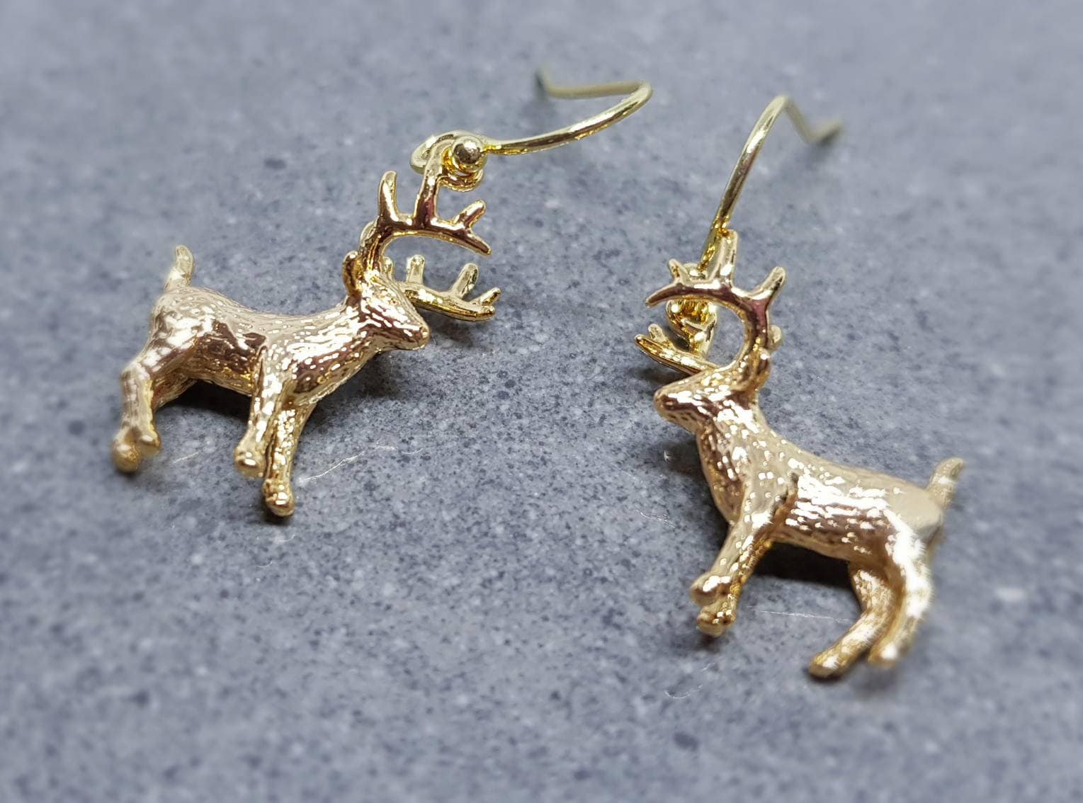 Reindeer Earrings, Hypoallergenic Ear Wires, Gold Reindeer Earrings, Christmas Earrings, Festive Earrings