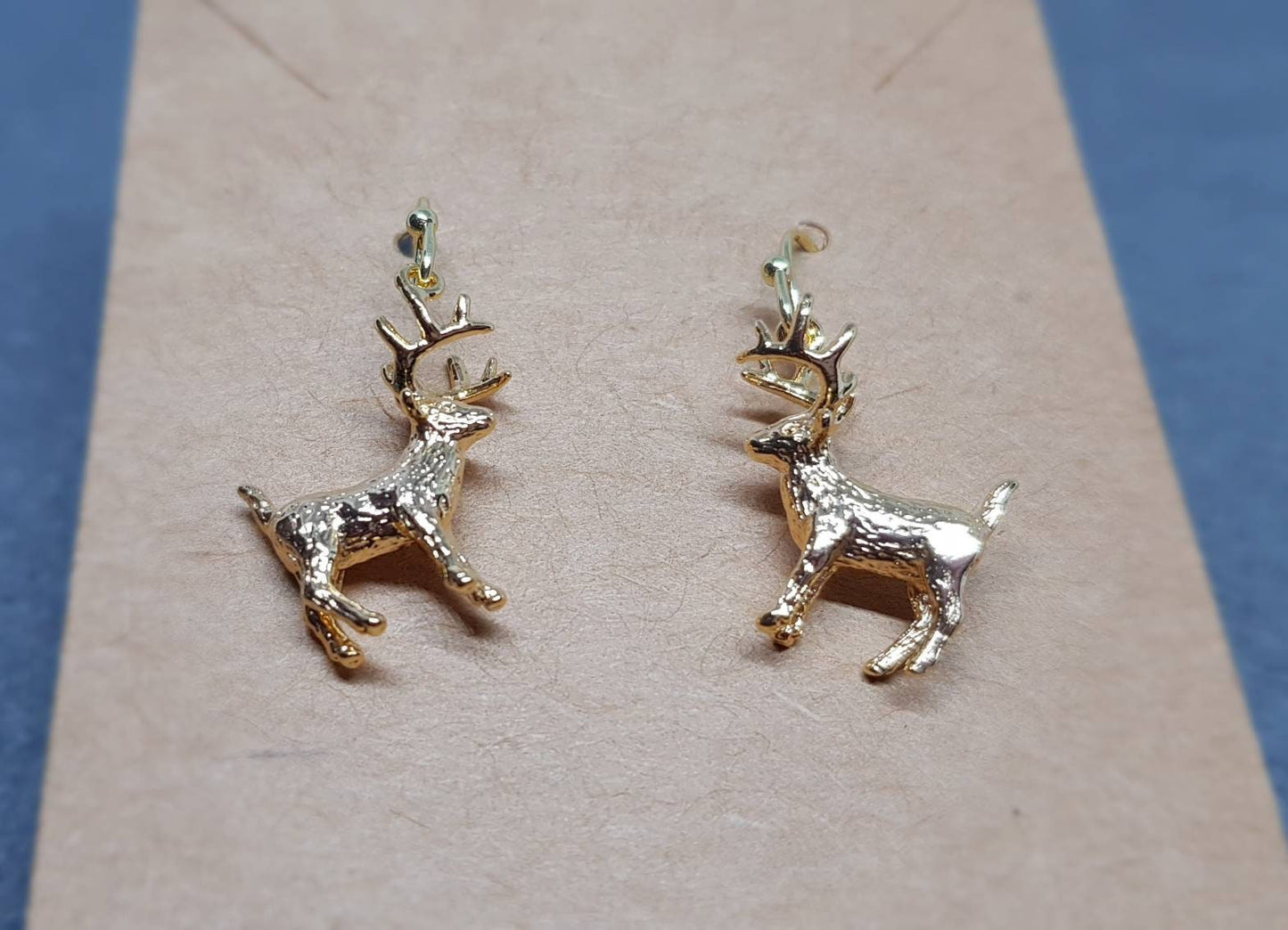 Reindeer Earrings, Hypoallergenic Ear Wires, Gold Reindeer Earrings, Christmas Earrings, Festive Earrings