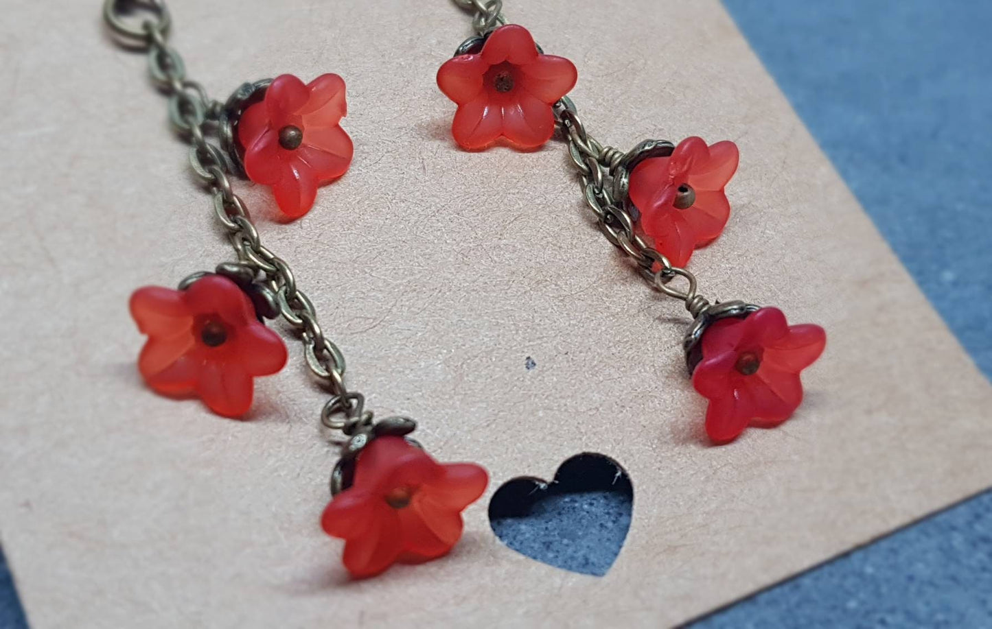 Flower Earrings, Hypoallergenic Ear Wires, Red Earrings, Boho Jewelry, Simple Vintage Earrings