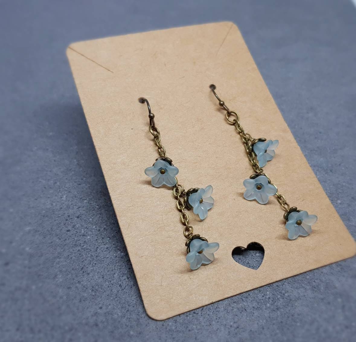 Flower Earrings, Hypoallergenic Ear Wires, Blue/Teal Earrings, Boho Jewelry, Simple Vintage Earrings