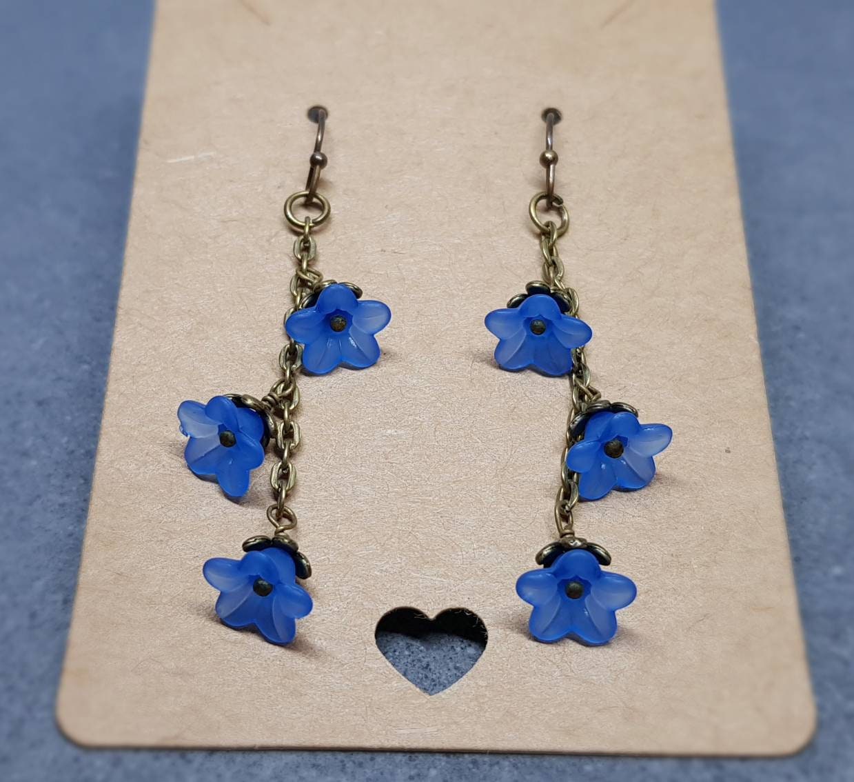 Flower Earrings, Hypoallergenic Ear Wires, Royal Blue Earrings, Boho Jewelry, Simple Vintage Earrings