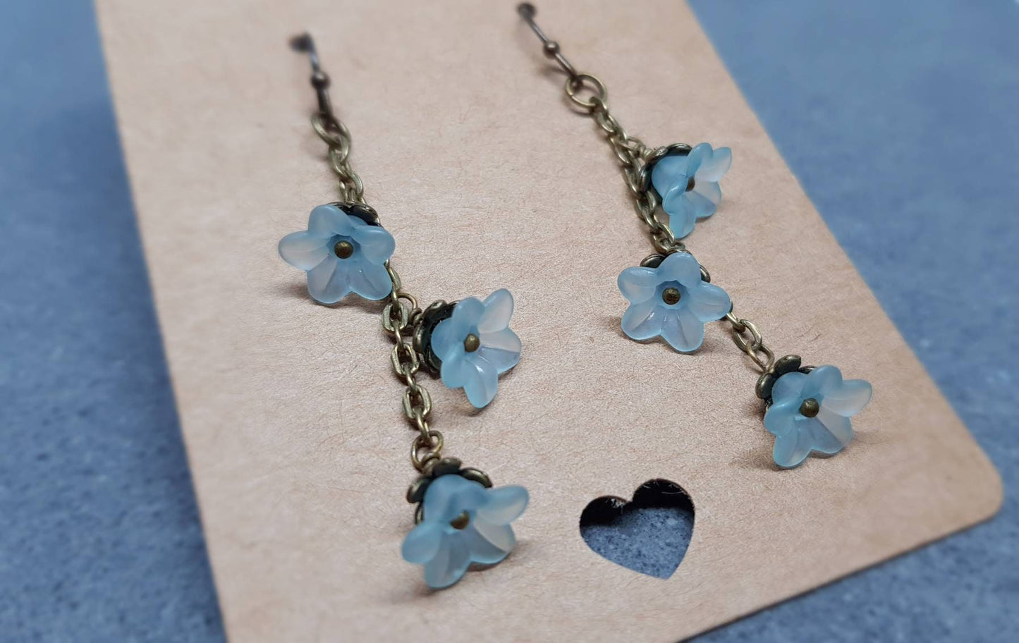 Flower Earrings, Hypoallergenic Ear Wires, Blue/Teal Earrings, Boho Jewelry, Simple Vintage Earrings