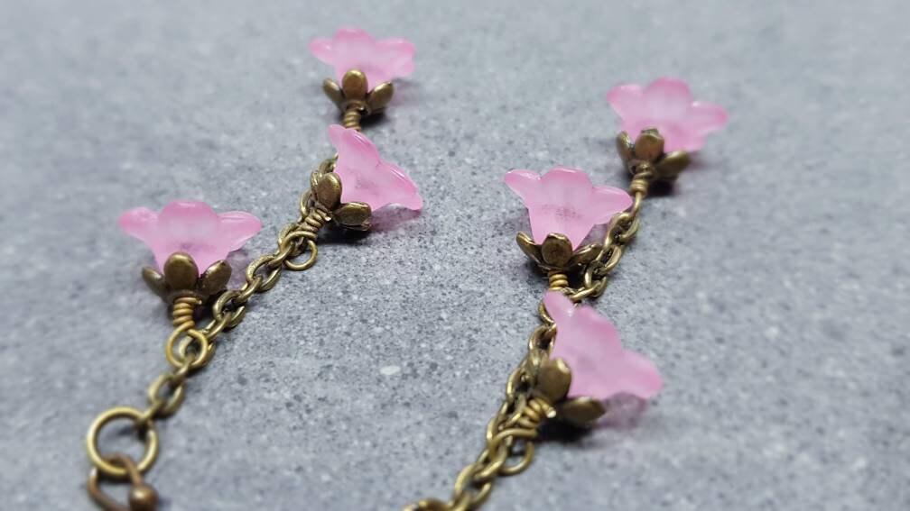 Flower Earrings, Hypoallergenic Ear Wires, Pink Earrings, Boho Jewelry, Simple Vintage Earrings