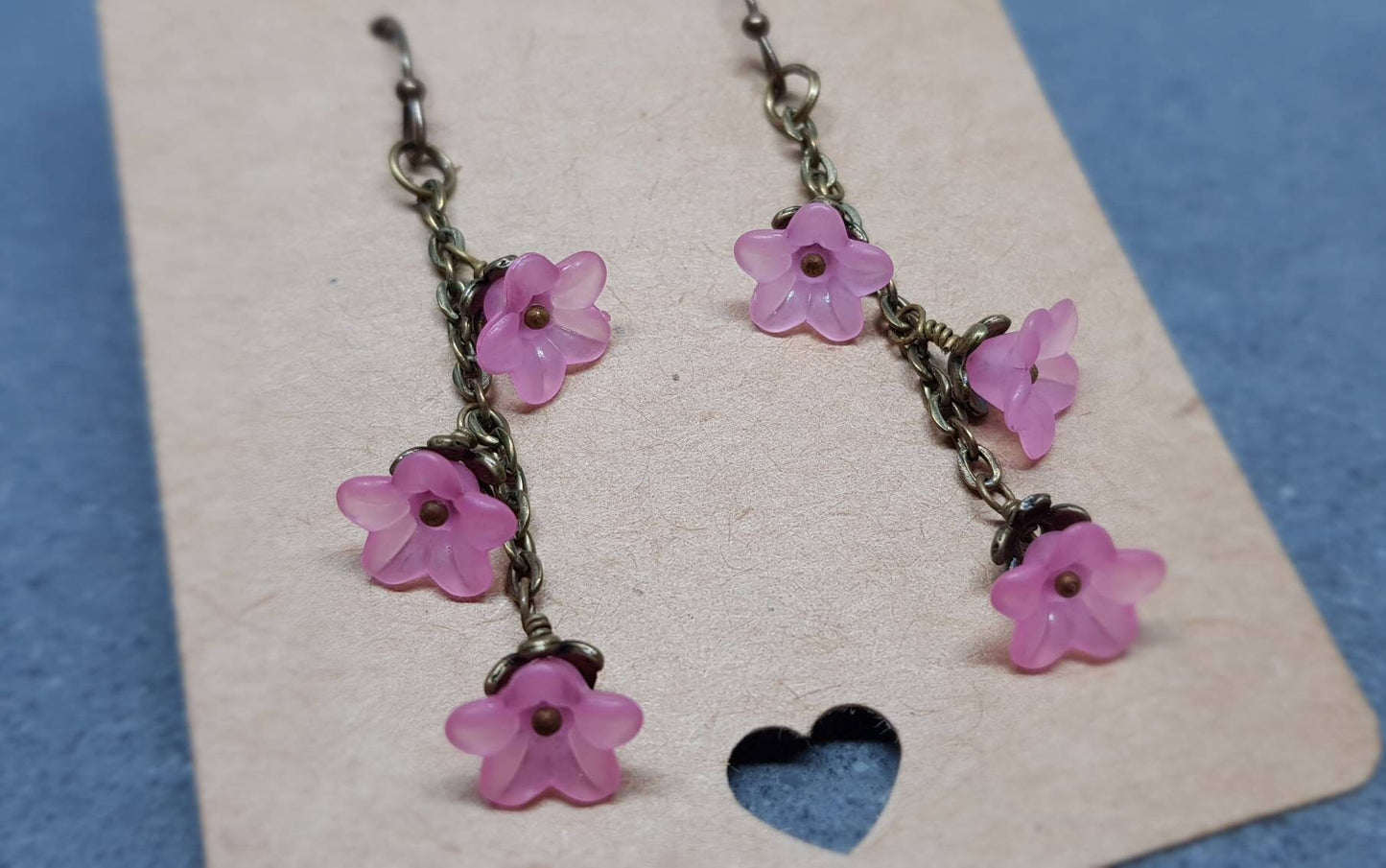 Flower Earrings, Hypoallergenic Ear Wires, Pink Earrings, Boho Jewelry, Simple Vintage Earrings