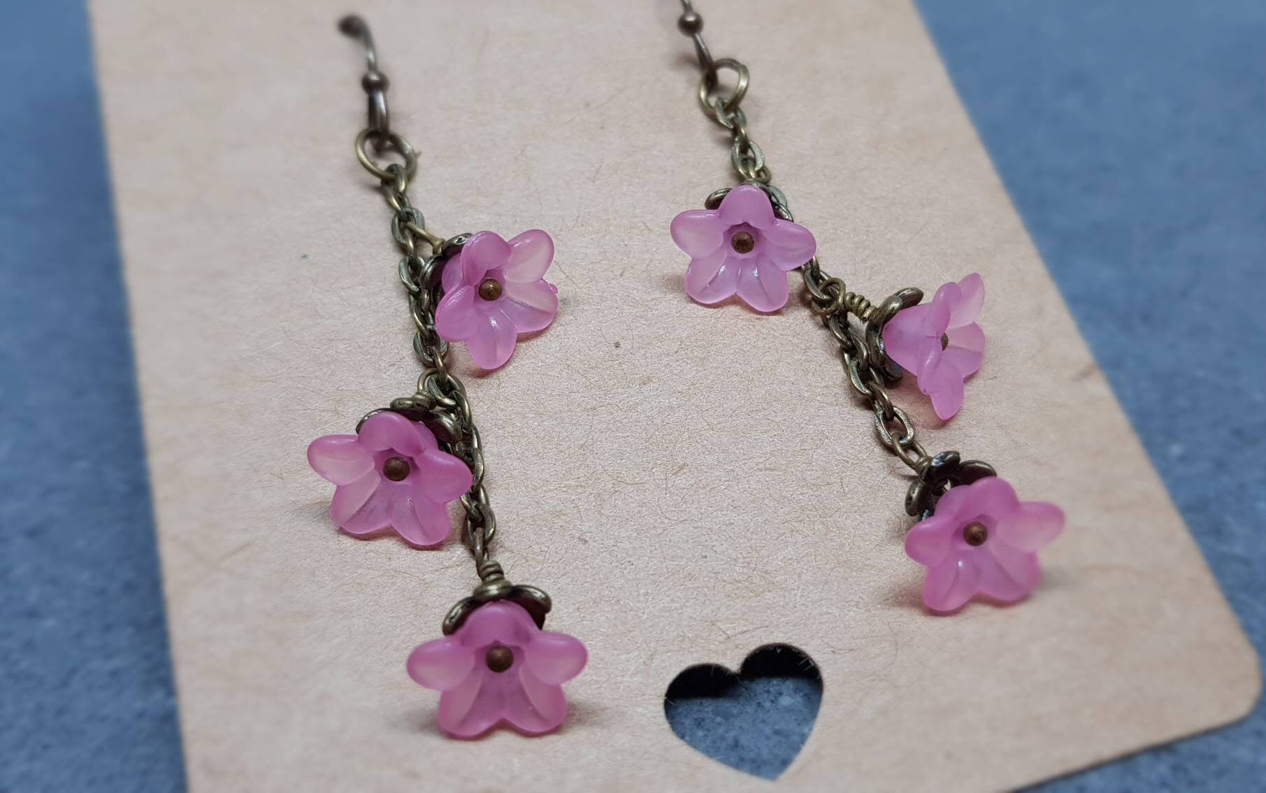 Flower Earrings, Hypoallergenic Ear Wires, Pink Earrings, Boho Jewelry, Simple Vintage Earrings
