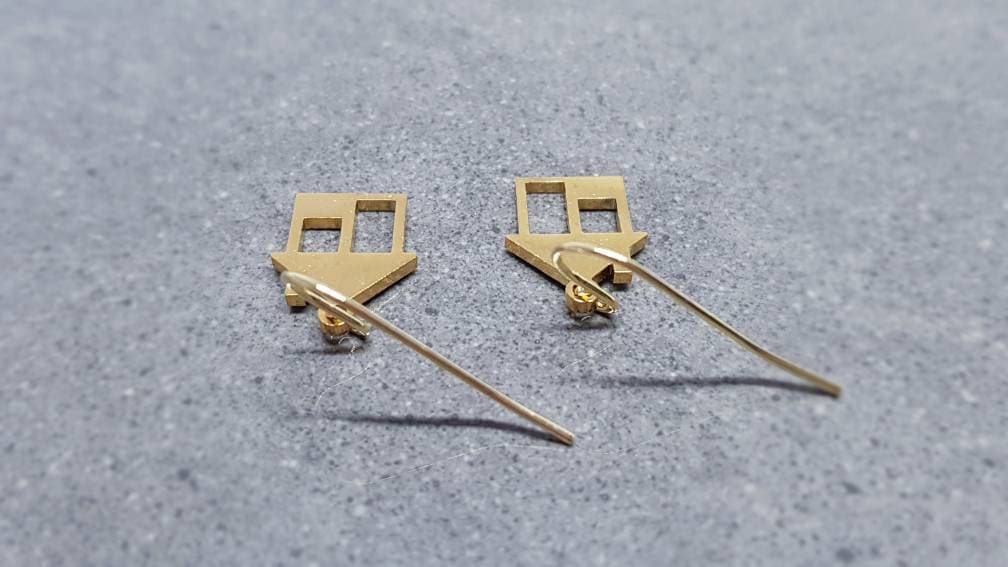 House Earrings, Hypoallergenic Ear Wires, Family Home Earrings, New Home Gifts, Gold Stainless Steel Earrings, Gift for her