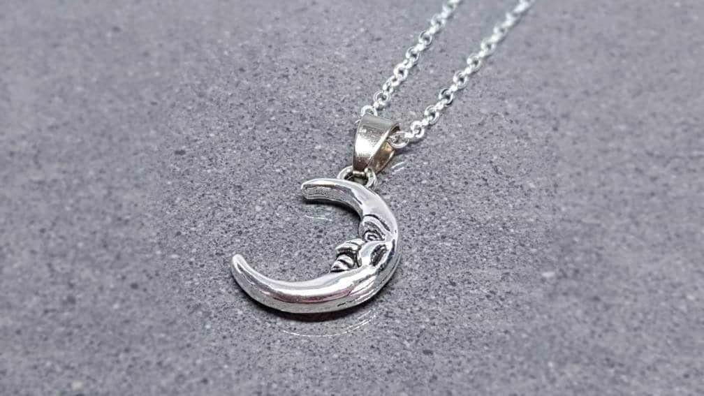 Moon Choker, Sterling Silver, Minamalistic Choker, Celestial Choker, Moon Necklace, Choice of Lengths, Silver Plated