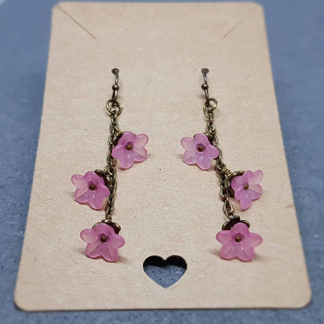 Flower Earrings, Hypoallergenic Ear Wires, Pink Earrings, Boho Jewelry, Simple Vintage Earrings