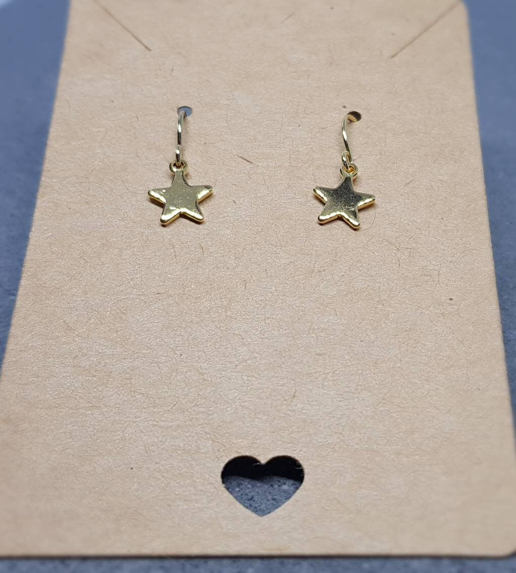 Star Earrings, Hypoallergenic Ear Wires, Gold Stainless Steel Earrings