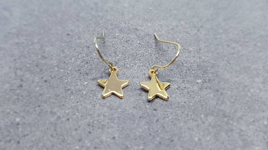 Star Earrings, Hypoallergenic Ear Wires, Gold Stainless Steel Earrings