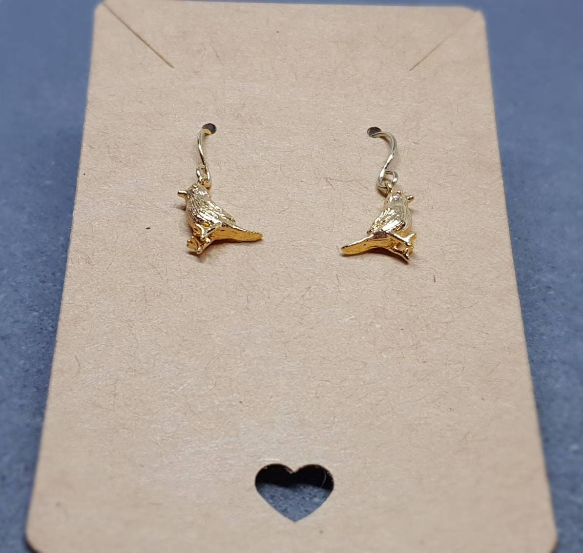 Bird Earrings, Hypoallergenic Ear Wires, Gold Bird Earrings, Gold Earrings, Brass Bird Earrings