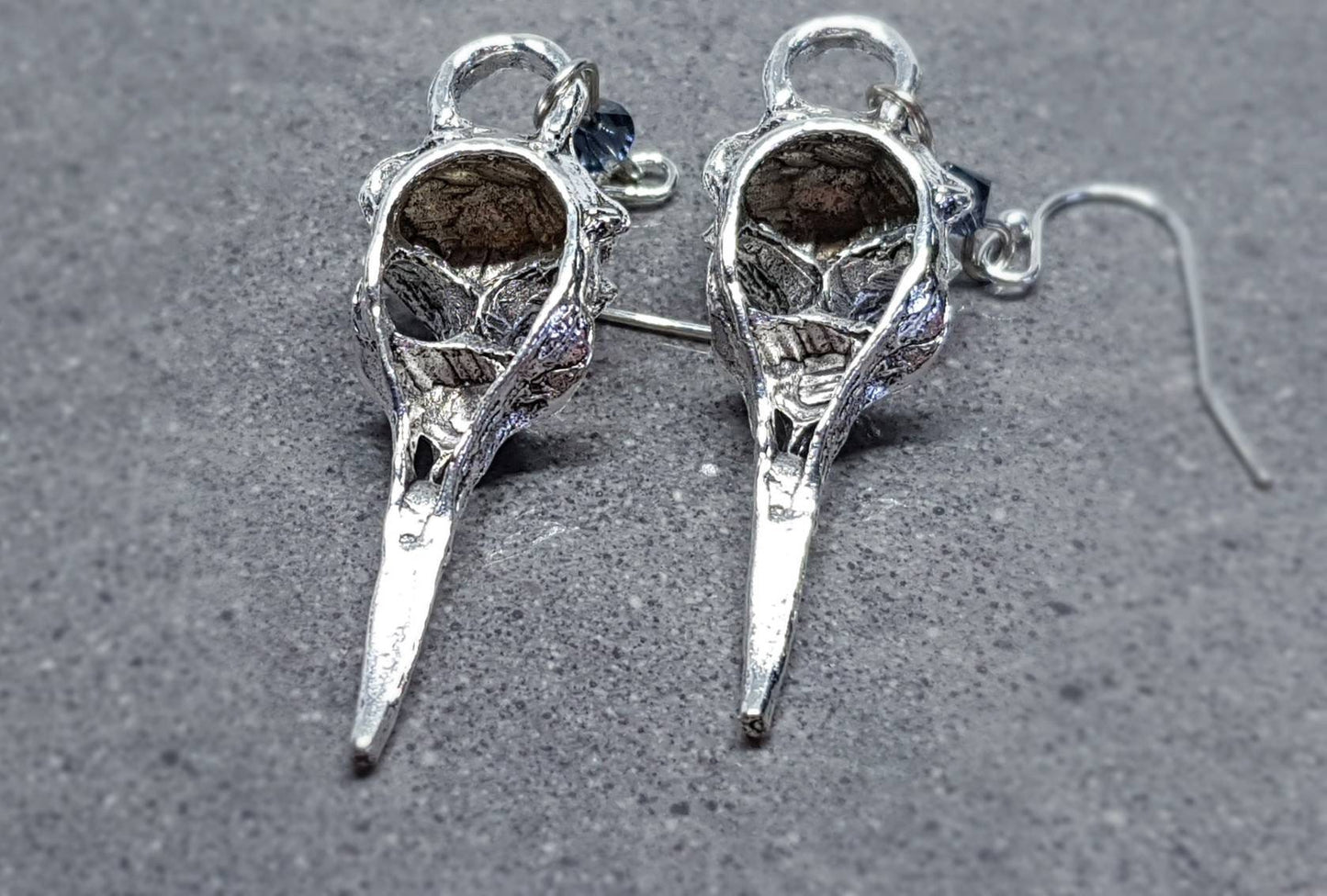 Raven Skull Earrings, Choice of Ear Wires, Bird Skull Earrings, Skull Earrings, Gothic Jewellery, Lightweight & Detailed, PRIMERO Crystals®