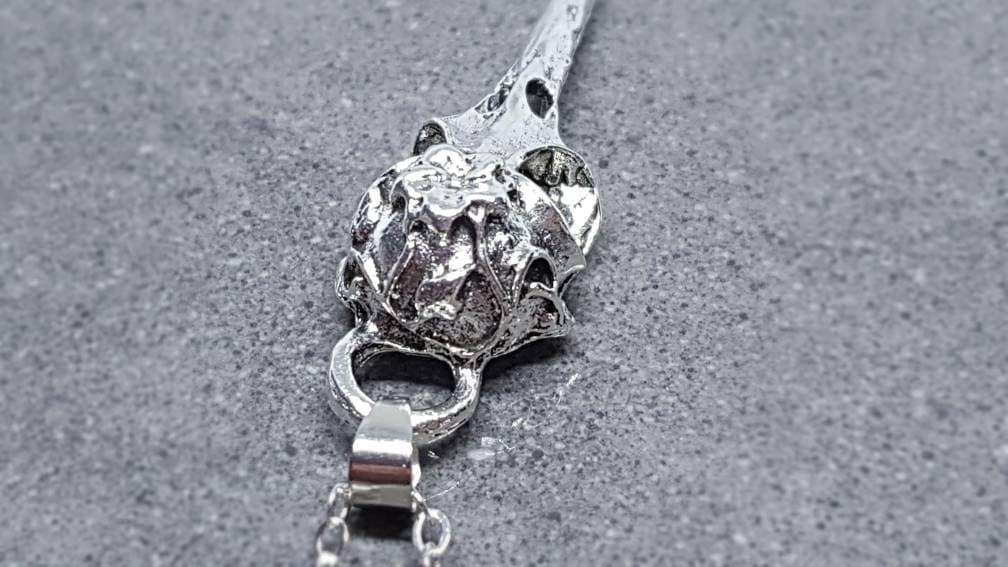 Bird Skull Necklace, Raven Skull Necklace, Raven Skull Choker, Skull Necklace, Gothic Jewellery
