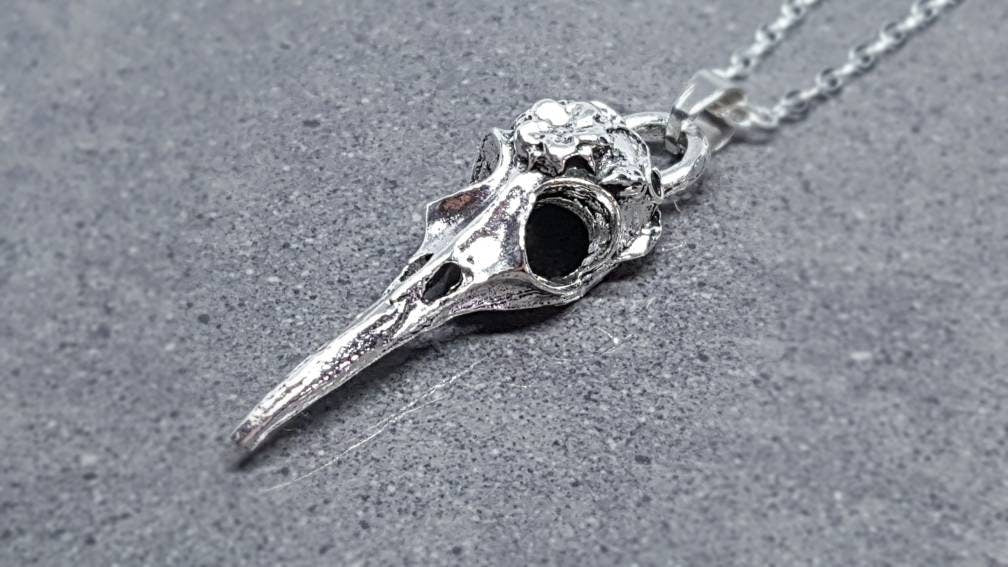 Bird Skull Necklace, Raven Skull Necklace, Raven Skull Choker, Skull Necklace, Gothic Jewellery