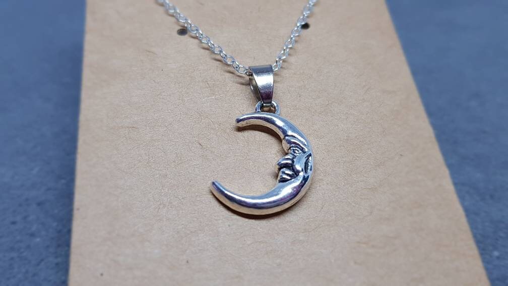 Moon Choker, Sterling Silver, Minamalistic Choker, Celestial Choker, Moon Necklace, Choice of Lengths, Silver Plated