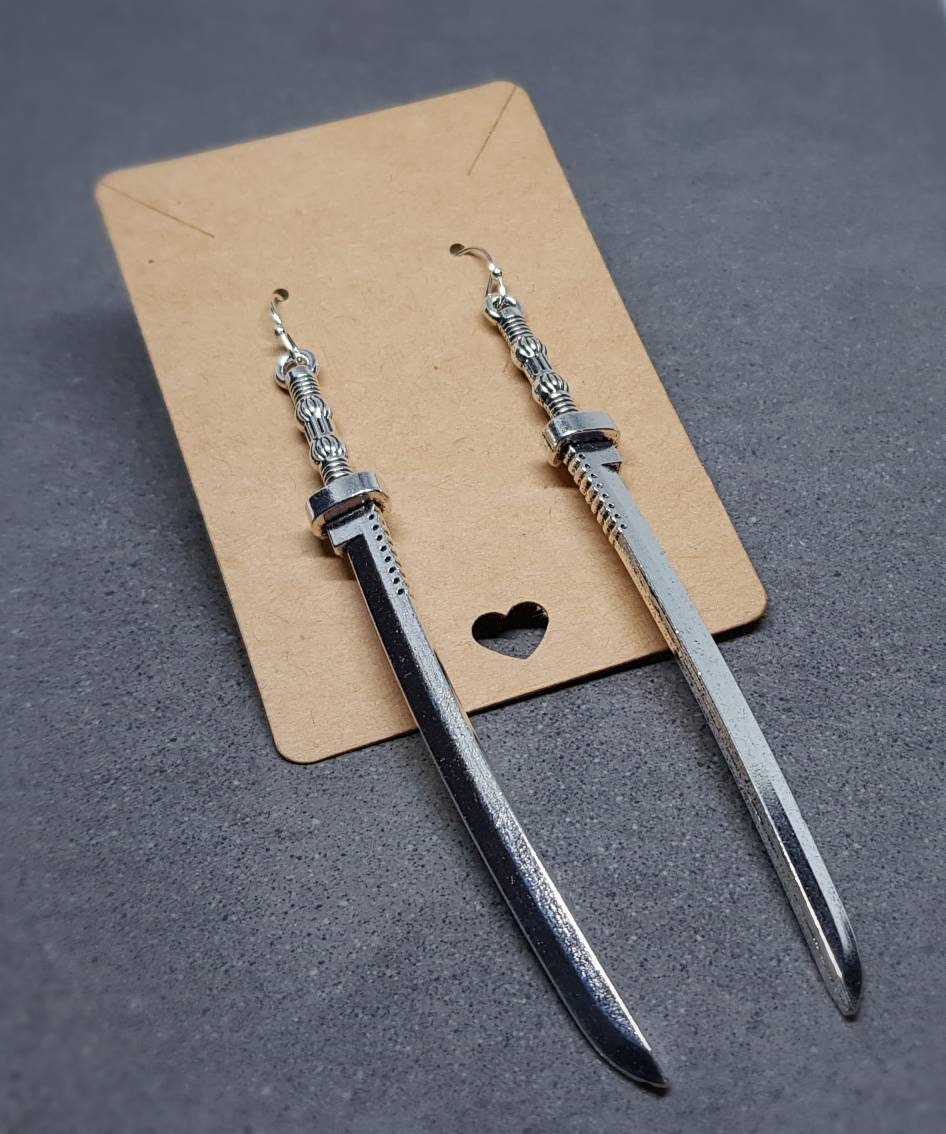 Dagger Earrings, Hypoallergenic Earrings, Sword Earrings, Katana Sword Earrings, Samurai Sword Earrings, Gothic Jewellery
