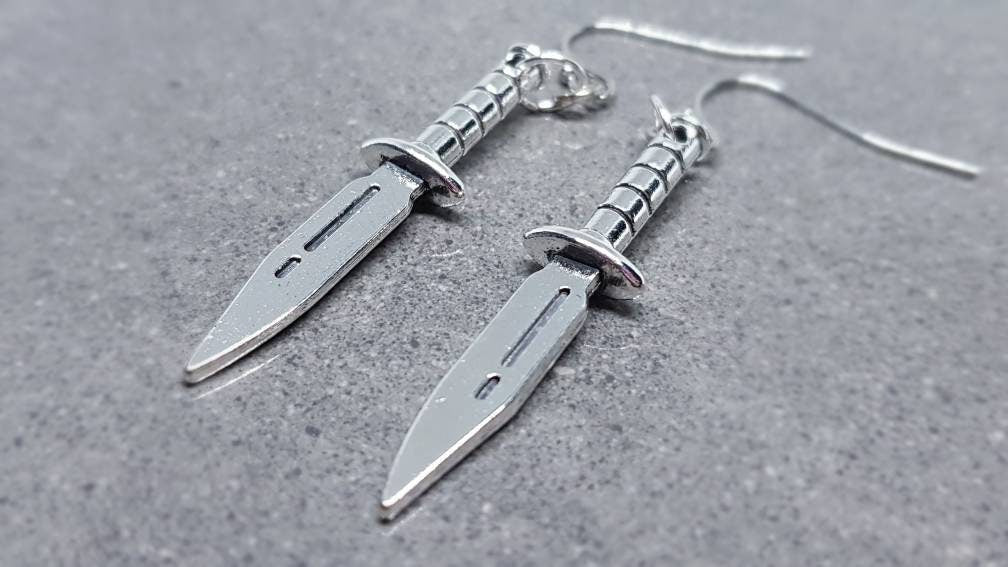 Dagger Earrings, Hypoallergenic Ear Wires, Sword Earrings, Gothic Jewellery