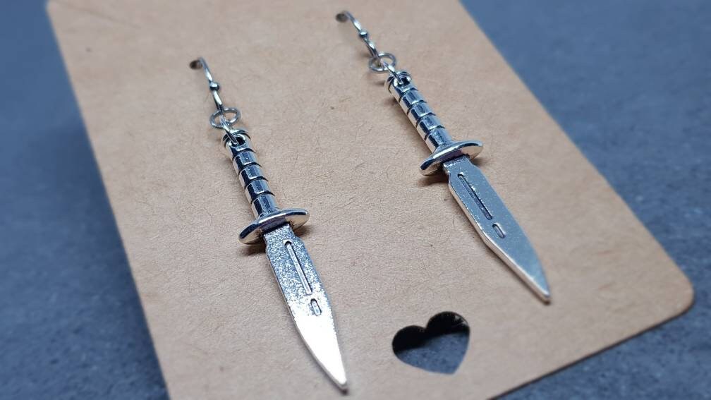 Dagger Earrings, Hypoallergenic Ear Wires, Sword Earrings, Gothic Jewellery