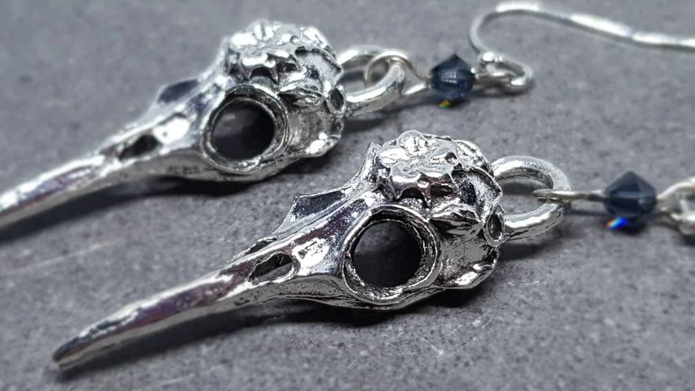 PRIMERO Crystals® Raven Skull Earrings