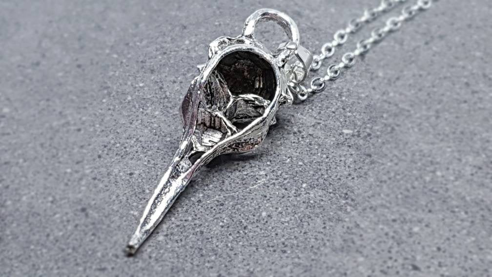 Bird Skull Necklace, Raven Skull Necklace, Raven Skull Choker, Skull Necklace, Gothic Jewellery