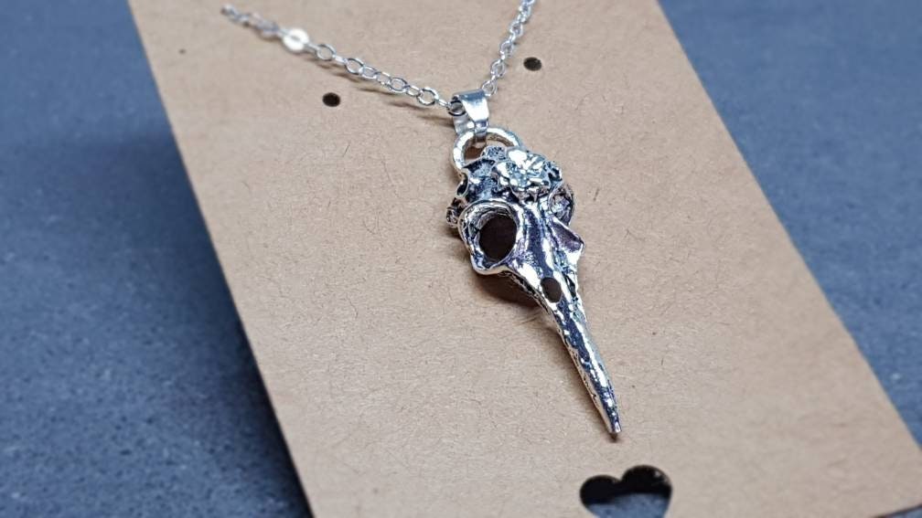 Bird Skull Necklace, Raven Skull Necklace, Raven Skull Choker, Skull Necklace, Gothic Jewellery