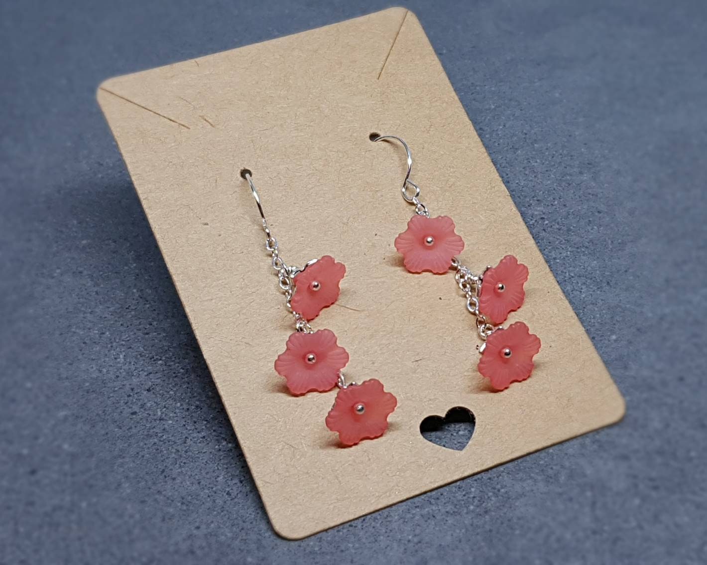 Flower Earrings, Hypoallergenic Ear Wires, Coral Earrings, Boho Jewelry, Simple Vintage Earrings