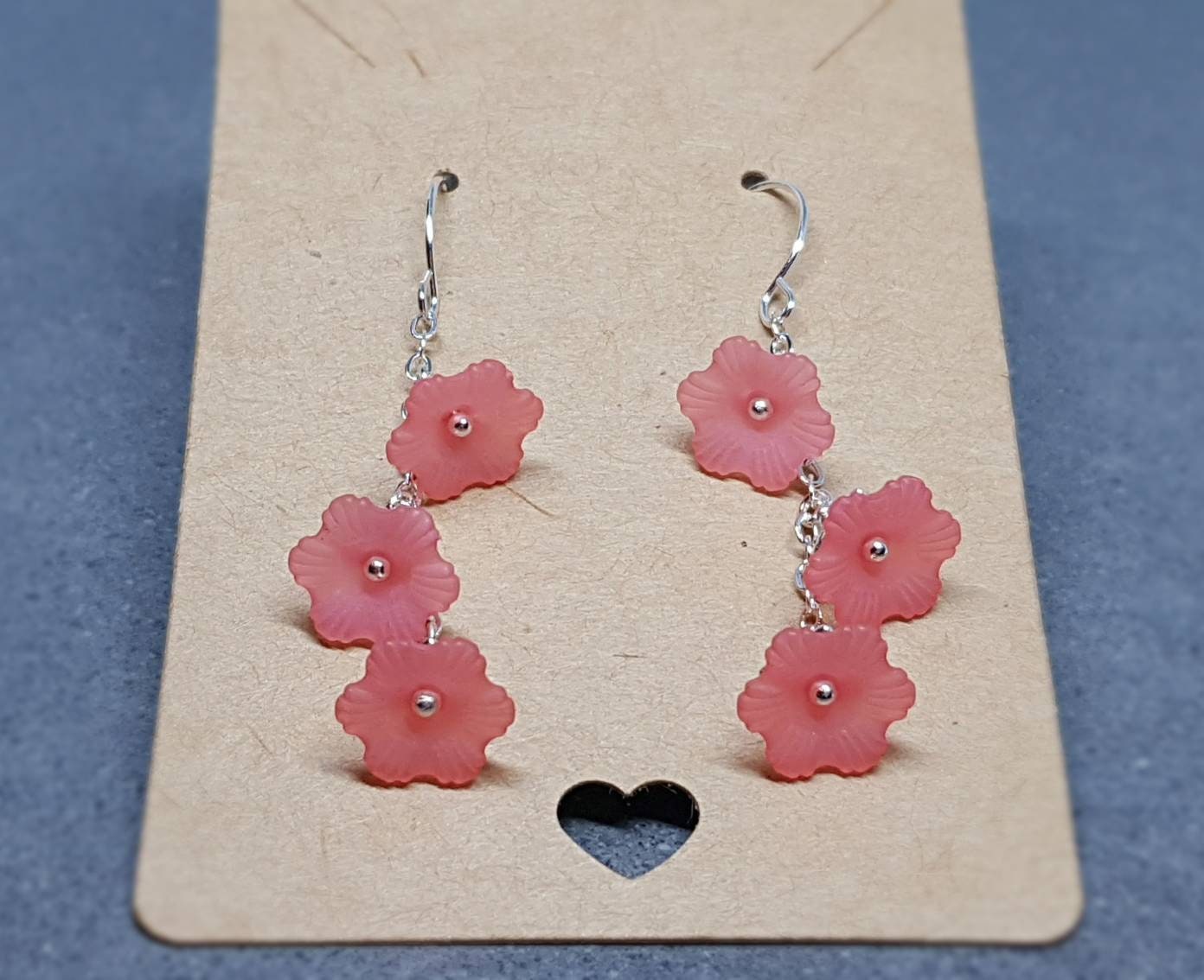Flower Earrings, Hypoallergenic Ear Wires, Coral Earrings, Boho Jewelry, Simple Vintage Earrings
