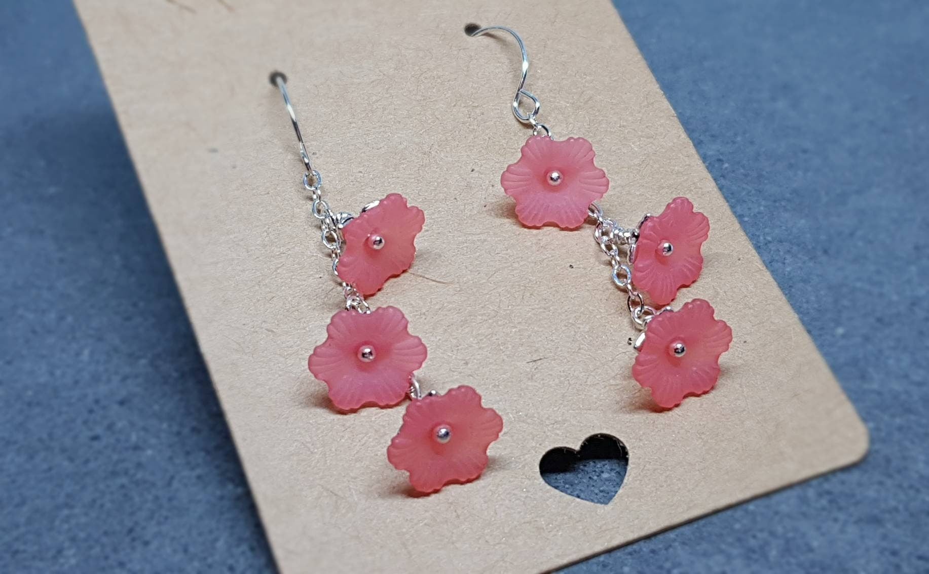Flower Earrings, Hypoallergenic Ear Wires, Coral Earrings, Boho Jewelry, Simple Vintage Earrings