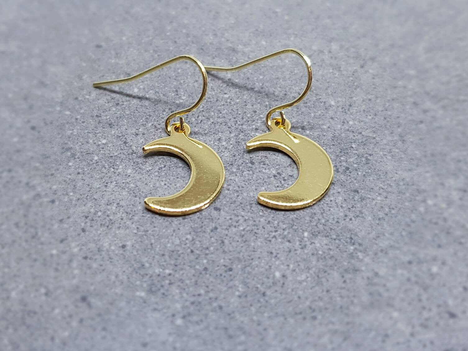 Crescent Moon Earrings, Hypoallergenic Earrings, Gold Stainless Steel Earrings, Moon Earrings